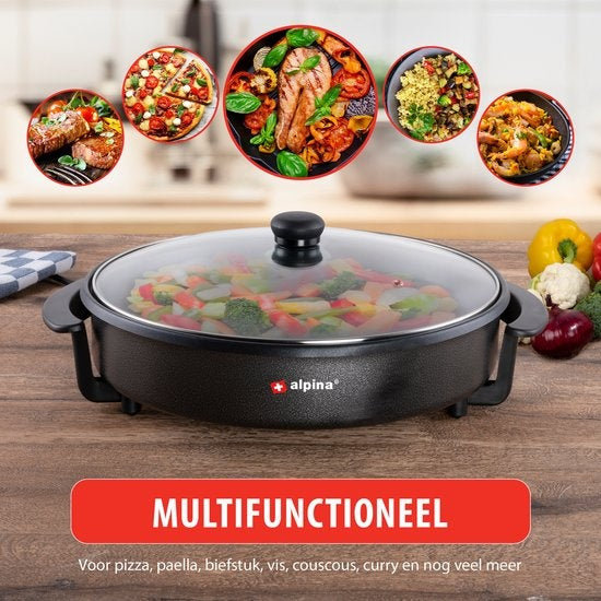 alpina Electric Dishpan - Casserole - Antiadhésive - 1500 W - Régulateur de température - Ø 40 cm