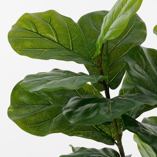 Mica Decorations Ficus Lyrata Plante artificielle - Plante d'intérieur en plastique dans un pot noir - Résistante à l'eau et aux UV, pour l'intérieur et l'extérieur - Décoration botanique sans entretien - H 150 x Ø 50 cm - Vert