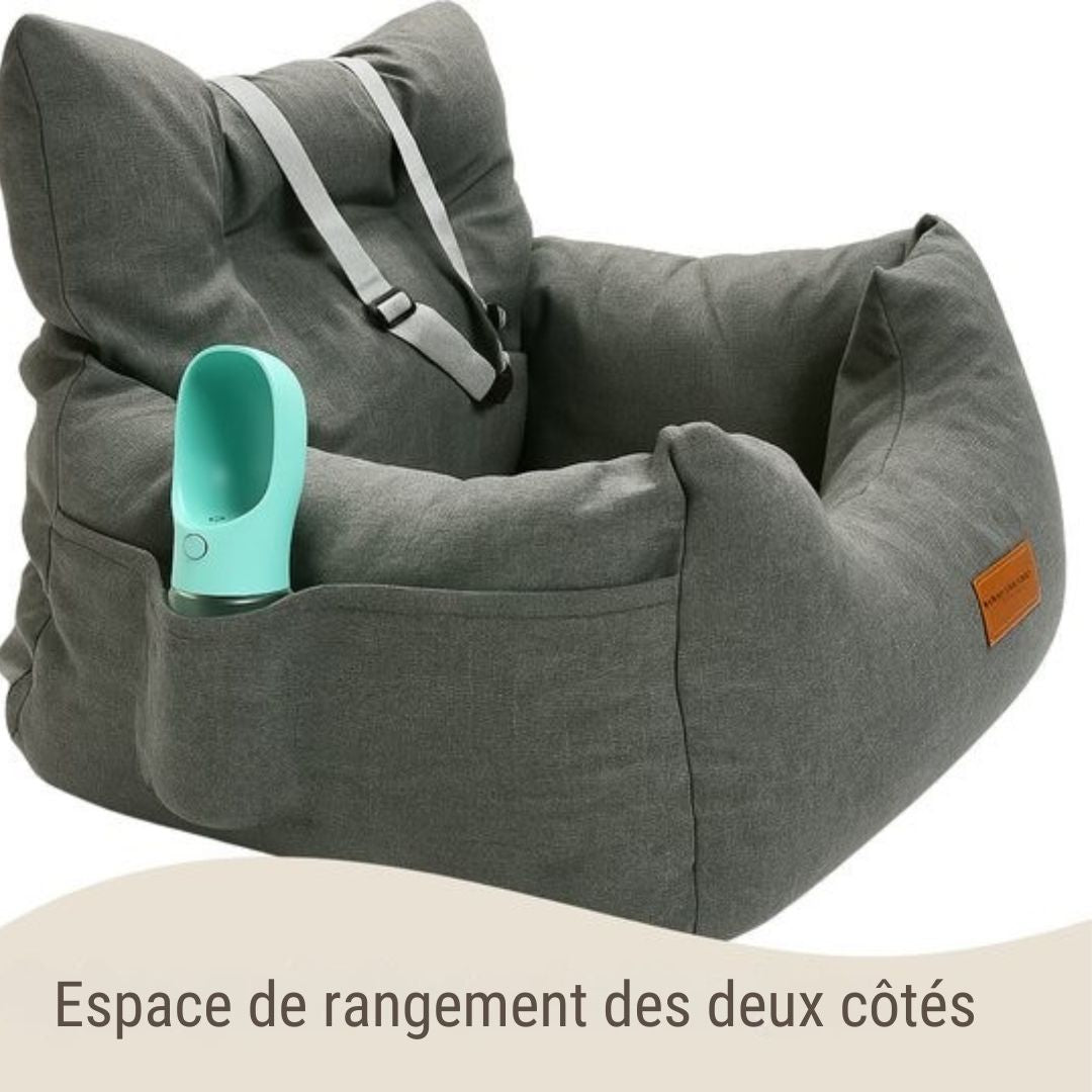 Siège auto pour chien By Cee Cee  - Panier pour chien haut de gamme - Avec sangle de sécurité - Siège pour chien - Siège auto - Toutes saisons - Taille M - Chiens de petite et moyenne taille - Gris