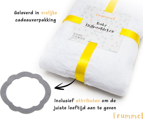 Frummel Milestone Blanket 'Bear' - Milestone Blanket - Milestone Baby - Baby Gift Boy - Baby Gift Girl - Baby Shower Gift - Baby Gift - Milestone Blanket in Dutch - Mother's Day Gift - 100 x 150 cm