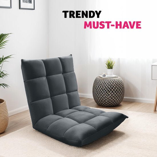tectake® Relax chair - Fauteuil relax - Fauteuil de sol XXL - Pliable et inclinable - Fauteuil de sol avec dossier réglable - Peut être utilisé comme fauteuil, coussin de siège, coussin de sol, fauteuil de relaxation ou pour la méditation - Gris