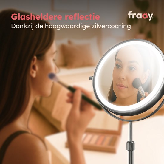Miroir de maquillage Fraay® avec éclairage LED - Grossissement 10x - Miroir grossissant avec éclairage - Rechargeable - Miroir de rasage - Miroir de salle de bains - Nickel