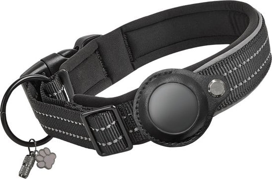 Vulpes Goods® Pets - Collier pour chien compatible avec l'Apple AirTag - Collier Apple AirTag pour chiens Pro - Sûr, léger, réfléchissant et confortable - Résistant aux rayures et à l'eau - 2 accessoires inclus - 36-44 cm - M
