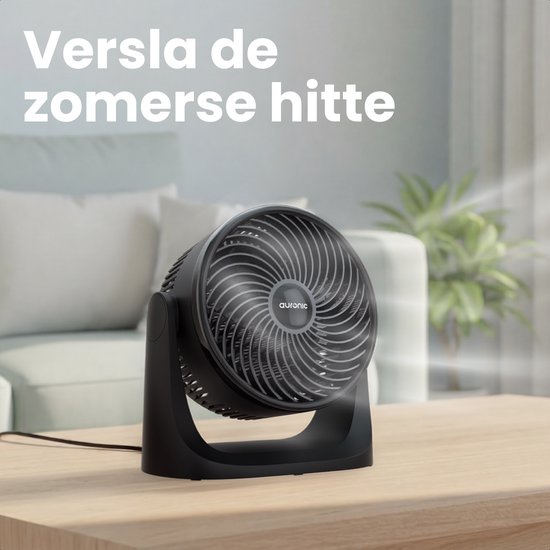 Ventilateur de table Auronic - 3 vitesses - Mini-ventilateur - Ventilateur sur pied - Possibilité de fixation murale - 41 dB - Oscillation à 90° - Portée de 7 mètres - Noir