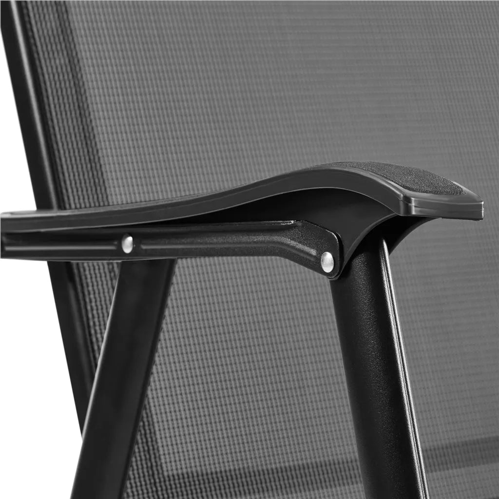 Yaheetech Chaises de Jardin Lot de 2 Noirs - Dossier haut pliable - 54 x 57 x 93.5 cm