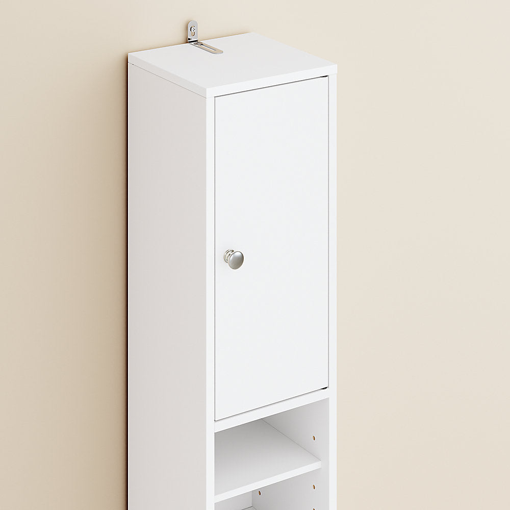 SoBuy Meuble de salle de bain haut et étroit - Meuble de rangement compact avec étagères et tiroir réglables - 20x20x180 cm - Blanc