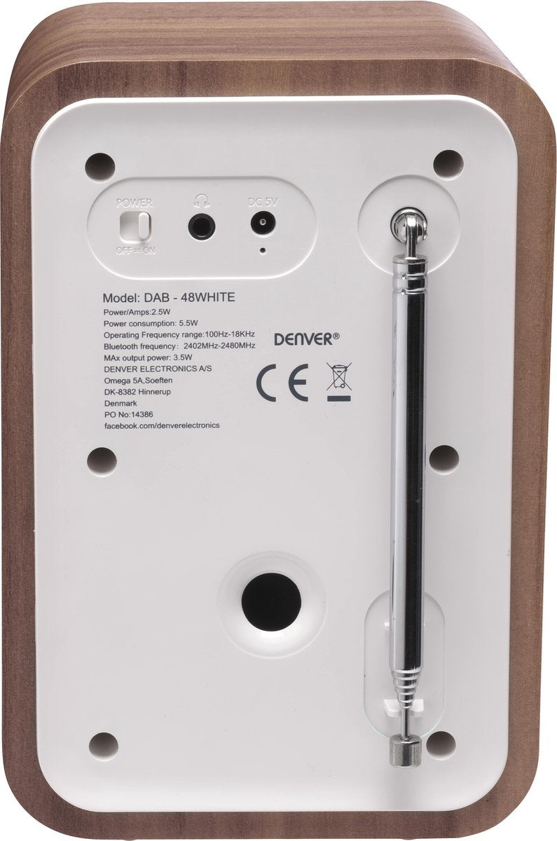 Radio rétro - Denver DAB+/ FM Radio - Bluetooth - Ecran LCD - Blanc