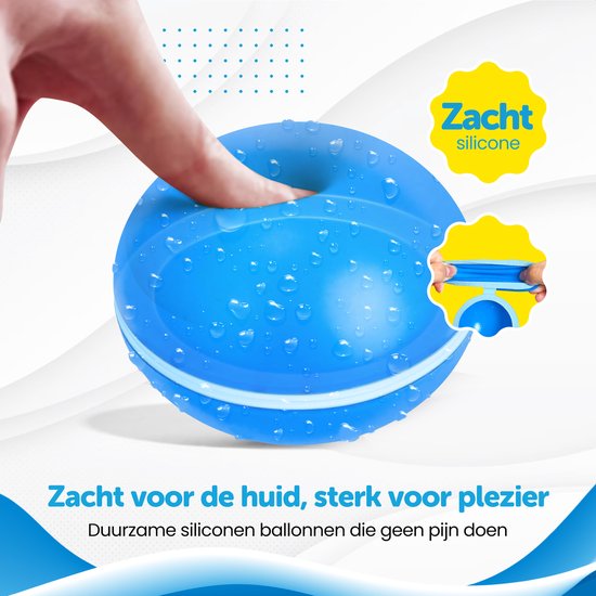 TTD® Ballons d'eau réutilisables à fermeture automatique - 6 pièces - 16 aimants - Silicone souple - Respectueux de l'environnement - Pour enfants et adultes