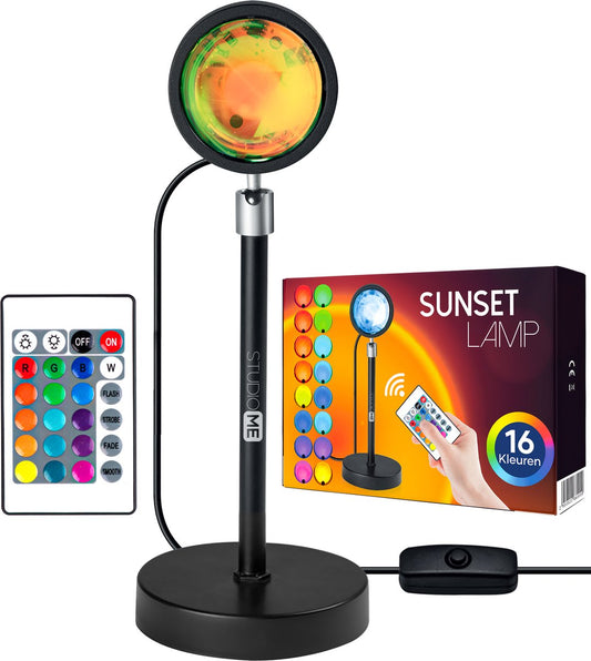 Studio ME Sunset Lamp - Lampe d'ambiance - 16 couleurs - Eclairage d'ambiance intérieur - Galaxy Projector Lamp - Incl. Remote Control - Tiktok Lamp - 360° Rotatable - Projector Lamps
