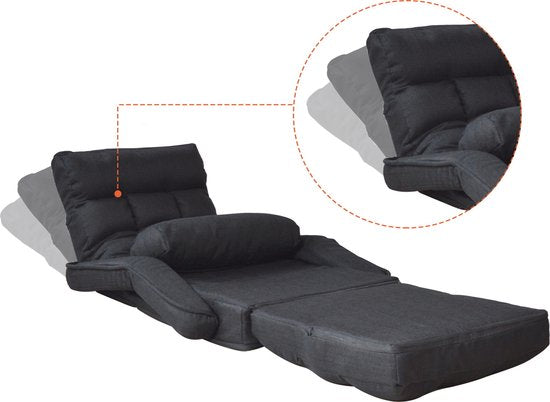 VDD Gaming - Chaise longue - Se plie en un fauteuil inclinable - Noir -71x51x50cm