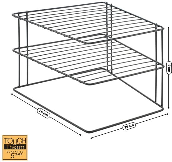 Metaltex - Support à assiettes - Noir - Rangement pour placard de cuisine - 25 x 25 x 19 cm