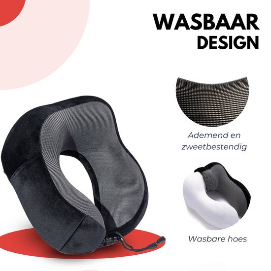 VAIVE Comfort Neck Pillow Airplane & Car - Optimal Support - Memory Foam - Travel Pillow - Plus Sleep Mask & Earplugs