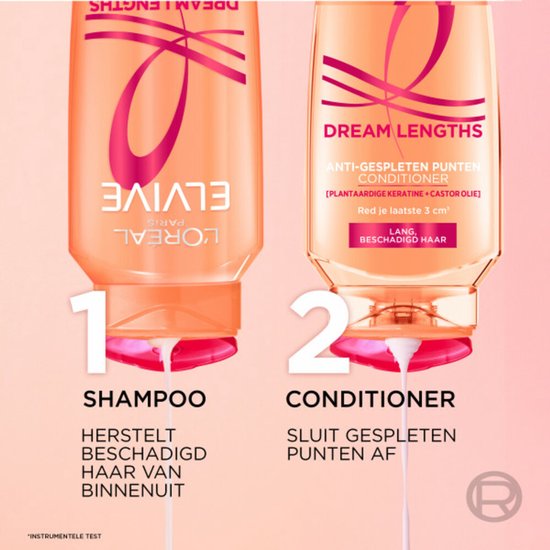 L'Oréal Paris Elvive Dream Lengths Shampooing - Pour cheveux longs et abîmés - Shampooing réparateur - 250 ml