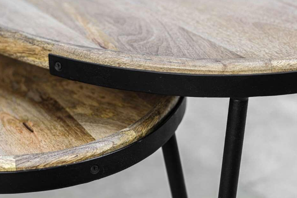 Wood Selections Table basse Paulson - Lot de 2 - Bois de manguier & Fer noir - 45x90x60 cm