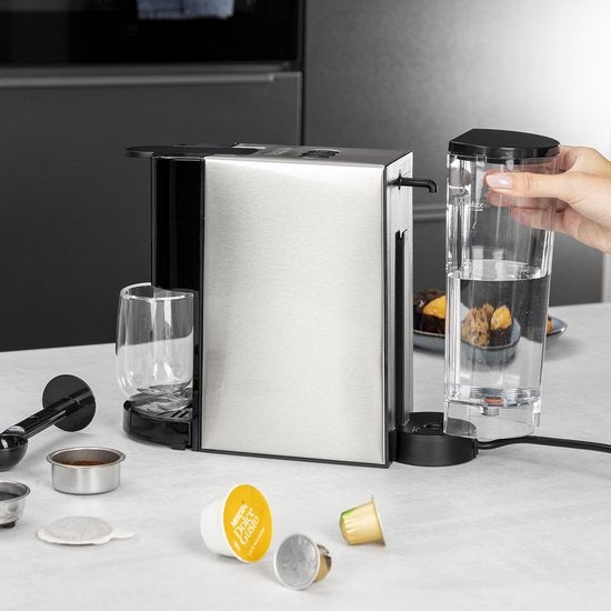 Princess 249450 Cafetière à filtre multi-capsules - Acier 4 en 1 - Convient pour plusieurs cafés