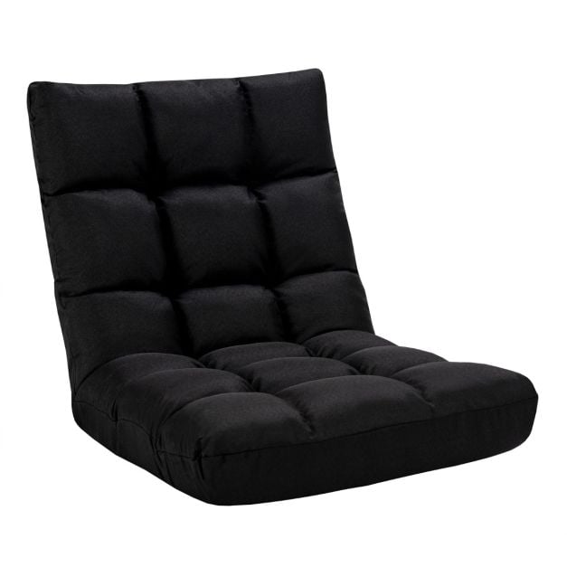 Fauteuil de sol réglable Coast – 14 positions d'inclinaison du dossier – 106,5 x 55,5 x 10 cm – Noir