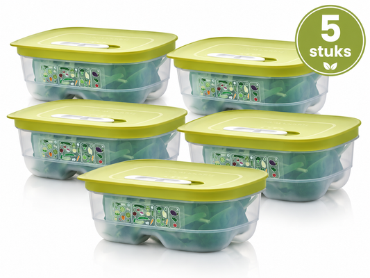 Tupperware Fridge Smart 0,8 l - Boîtes de conservation - Lot de 5 - Sans BPA - Bocal de conservation - Boîte à repas - Boîtes en plastique - Récipients alimentaires - Les aliments restent frais deux fois plus longtemps
