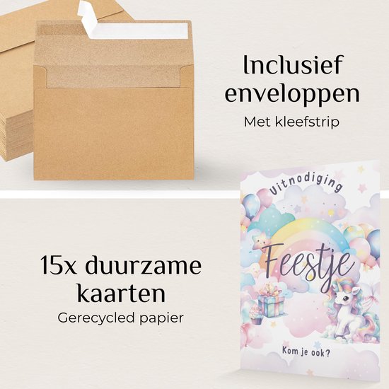 Systemyze 15x Invitation Kids Party Girl - Cartes d'invitation d'anniversaire - Thème Licorne - Format A6
