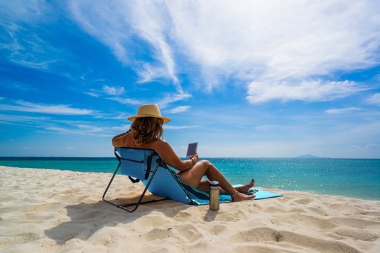 Chaise longue de plage Feel Furniture - Sac de transport inclus - Bleu