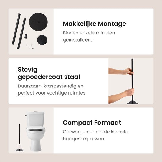 Porte-rouleau Duna - Porte-rouleau de WC - Porte-rouleau de toilettes - Sur pied - Sans perçage - Noir