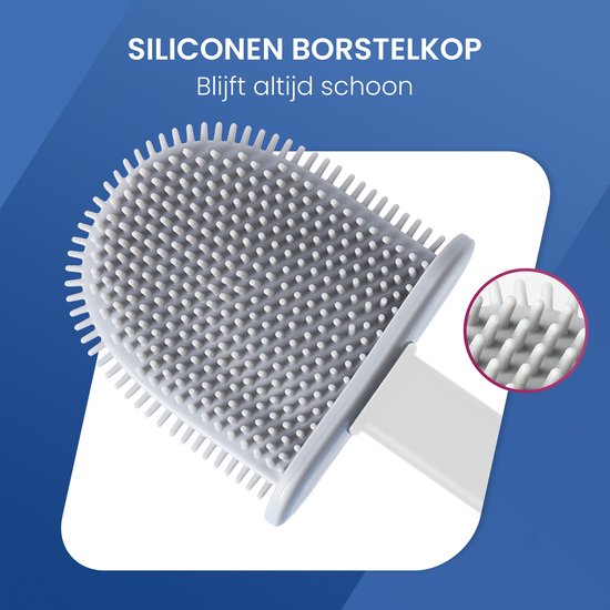 Roegaarden Brosse à WC avec support - Brosse à WC - Silicone - Autoportante et à suspendre - Blanc