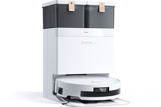 ECOVACS - DEEBOT T50 Max Pro Omni Gen 2 - Robot aspirateur et laveur de sol - Puissance d'aspiration de 18 500 Pa - Robot aspirateur autonettoyant avec système de lavage à l'eau chaude - Station de vidage automatique - Adapté aux poils d'animaux