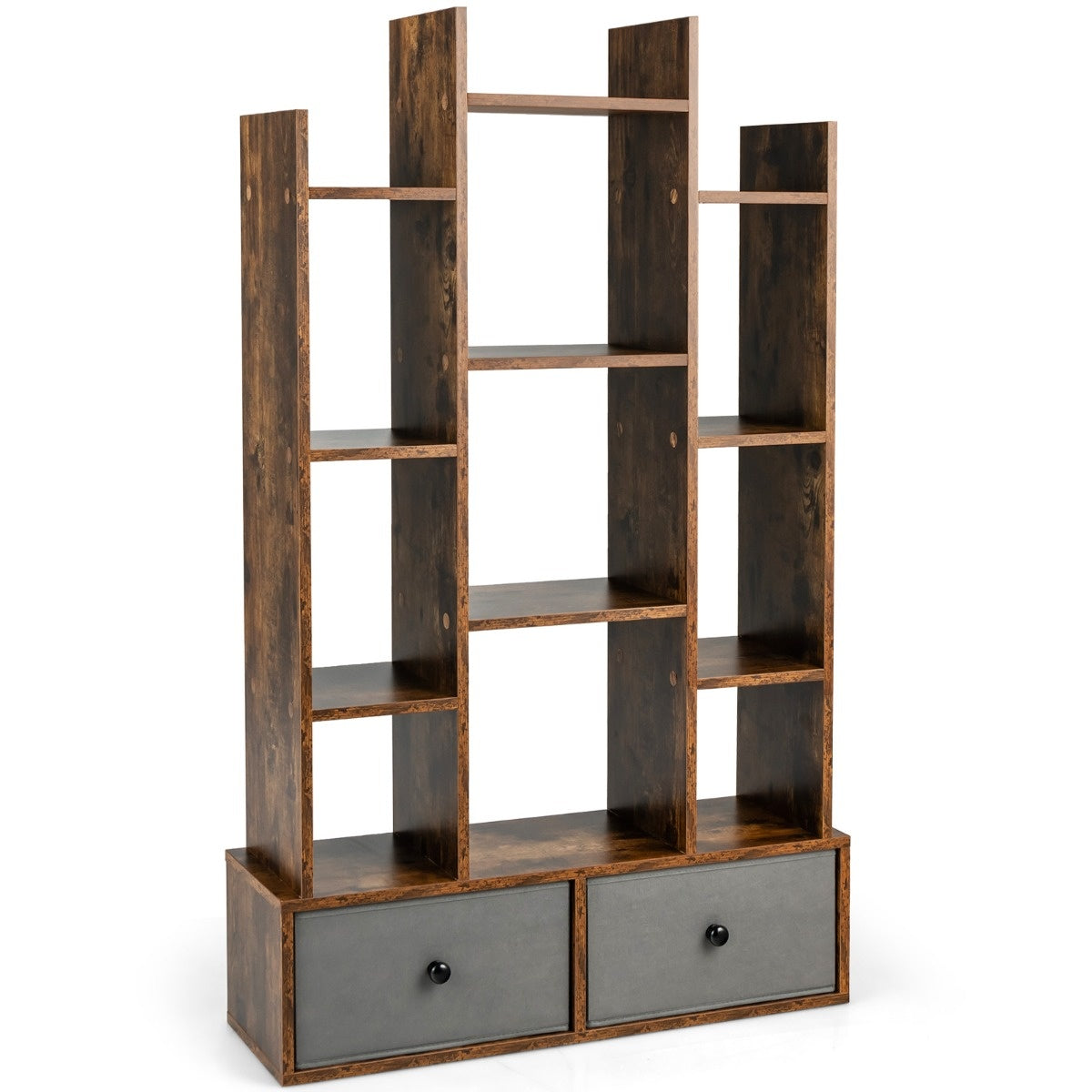 Bibliothèque Coast à 12 étages avec dos ouvert et tiroir 81 x 24 x 132 cm marron