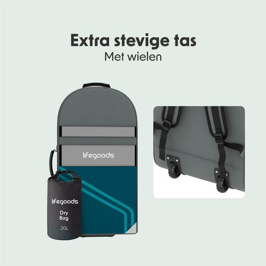 LifeGoods PaddlePro SUP Board Pro - Pro Set - Planche à pagaie gonflable - Max. 150KG - 320x81cm - Deep Aqua