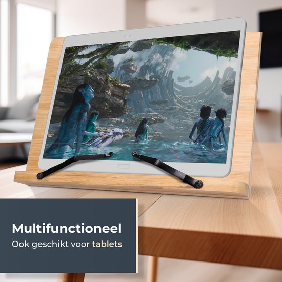 Castagnola Support de livres ajustable - Support de livres avec 5 supports - Support de livres en bambou - Support de tablettes - Livres de cuisine et de lecture