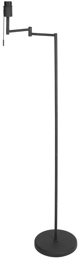 Lampadaire Bella 3407ZW - Noir avec bras pivotant, rabattable et interrupteur à tirette - Mexlite - Design intemporel alliant plastique, métal et composants électroniques, hauteur 135 cm, portée 45 cm