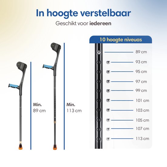 Béquilles de rééducation SafeLife - pliables et réglables en hauteur - béquilles de marche - béquilles de coude - 2 pièces