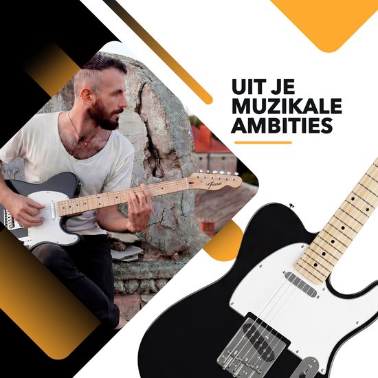Guitare électrique Finesse avec ampli - avec cours vidéo - TE Guitare - Adultes - Enfants - Noir
