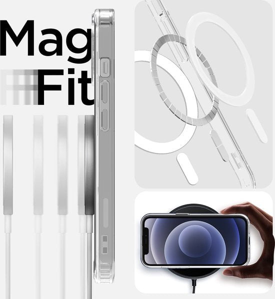 Coque Podec Magsafe compatible avec l'iPhone 12 Mini - Avec 3 protections d'écran + 3 protections d'appareil photo - Magnétique avec anneau, transparente - Coque de téléphone transparente