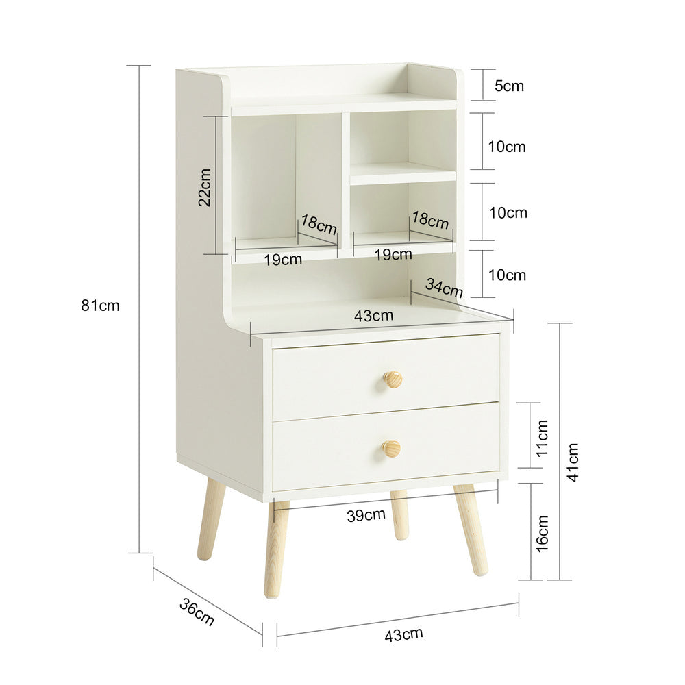 SoBuy Table de chevet - Buffet - 2 tiroirs coulissants - Max. 30KG - 43 x 36 x 81 cm - Blanc