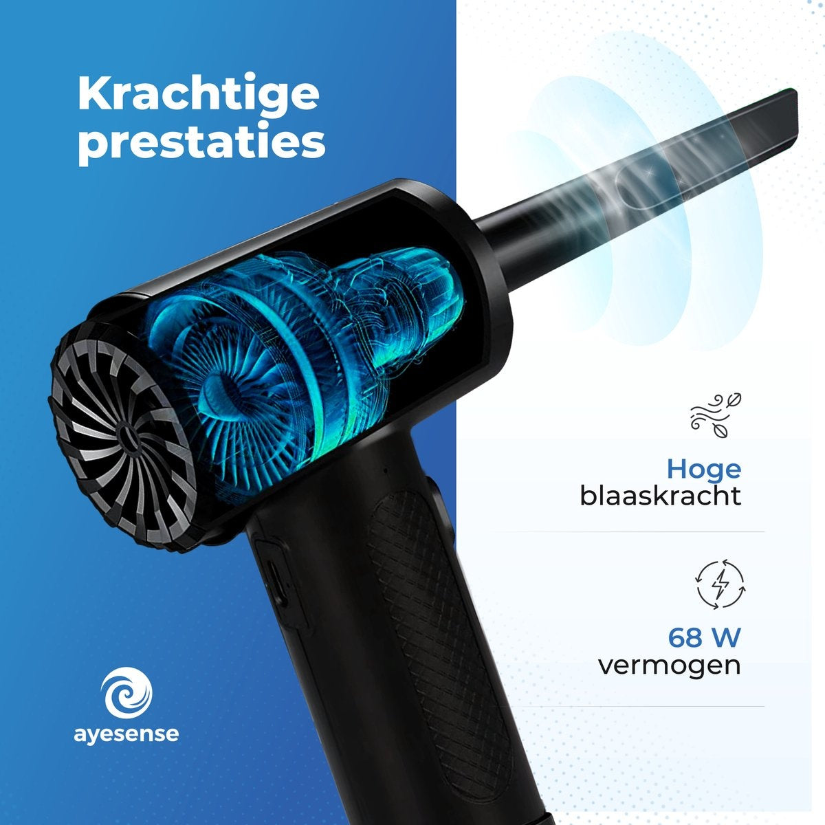 AyeSense 8 in 1 Air Duster Pro - 8 Opzetstukken - Draadloos & Oplaadbaar - Perslucht - Compressed Air