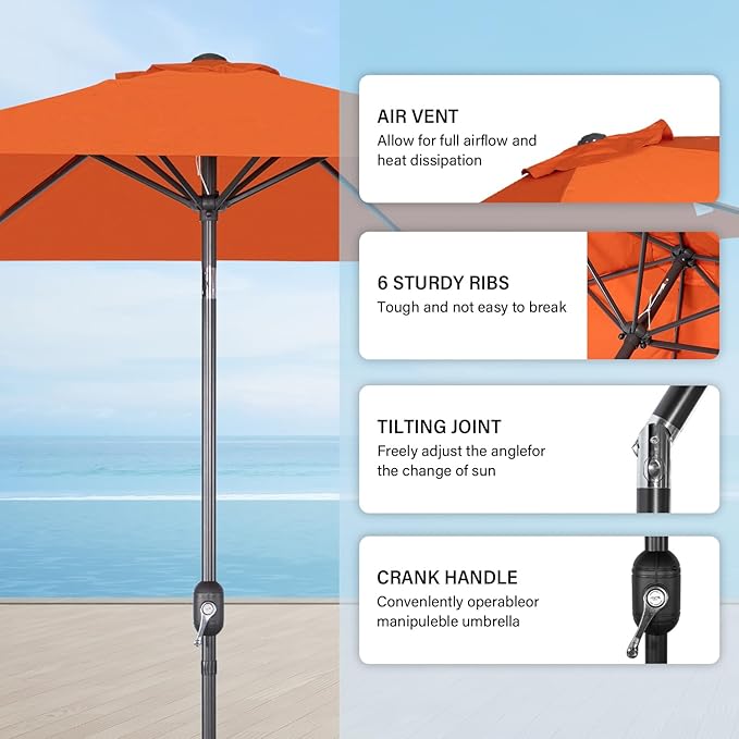 Angel Living Parasol - 300 cm - Parasol de terrasse - Taupe - Aluminium - Polyester - UV50+