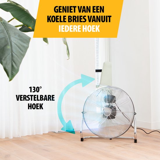Ventilateur de sol métallique Tristar 50 cm – 3 vitesses – Ventilateur de type « box » – Orientable à 130° – Débit d'air puissant – VE-5885