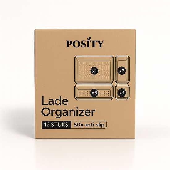Posity Organisateur de tiroirs - 12 pièces - Plateaux d'organisation - Plateaux de tiroirs - Plateaux de stockage - Organisateur de maquillage - Pour la cuisine, la salle de bain et le bureau - Plastique - Transparent