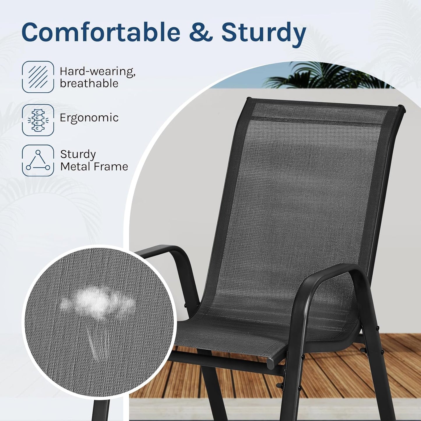 Chaises de jardin Woltu - Lot de 4 - Poids max. 160 kg - 55 x 92 x 70 cm - Anthracite