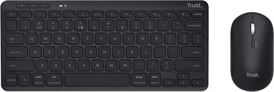 Trust Lyra - Clavier et souris sans fil - Multi-connexion - Rechargeables - Azerty BE - Noir