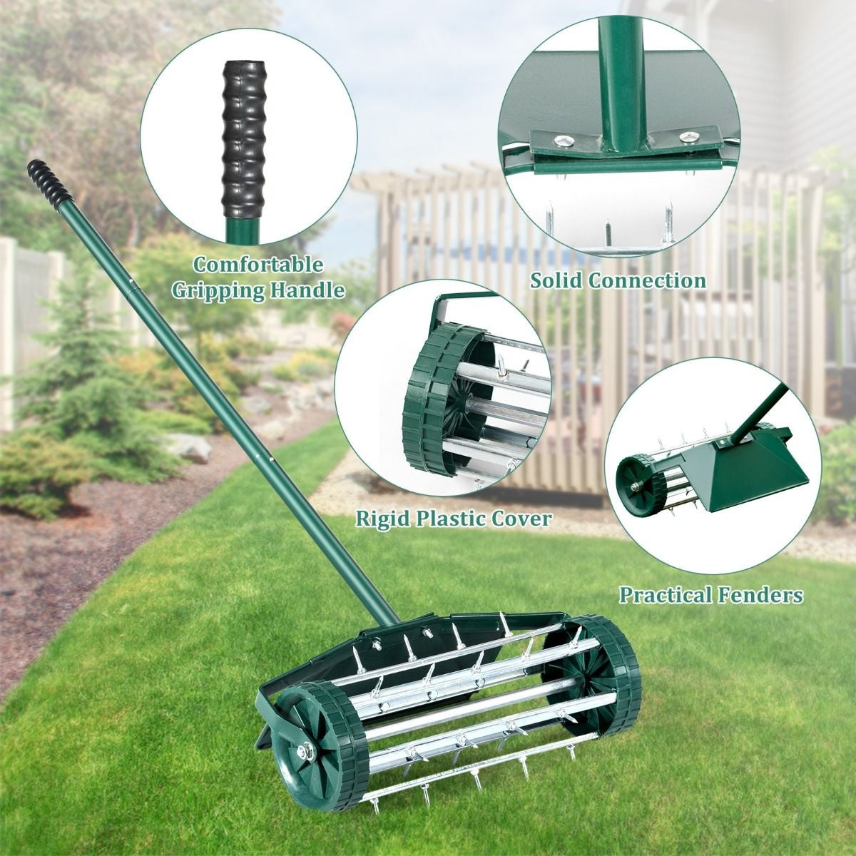 Coast Lawn Aerator Modèle à main - 46 cm - Avec manche long