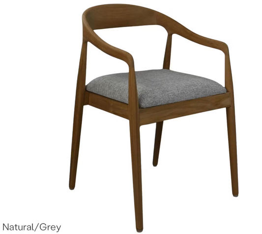 Hsm Collection Chaise de salle à manger Modena - Teck et gris - Design intemporel - 55 × 41 × 78 cm