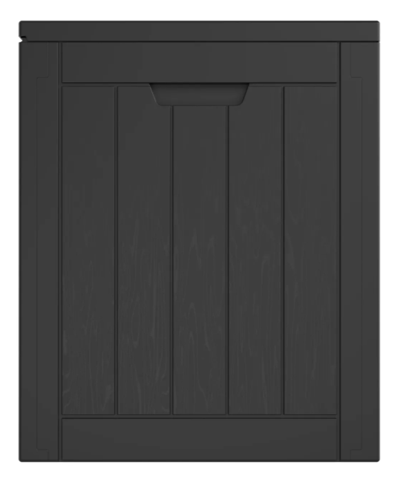 LifeGoods Boîte de rangement XXS 118L - Boîte de rangement pour coussins de jardin - imperméable - résistant aux intempéries - aspect bois - avec support de serrure - gris