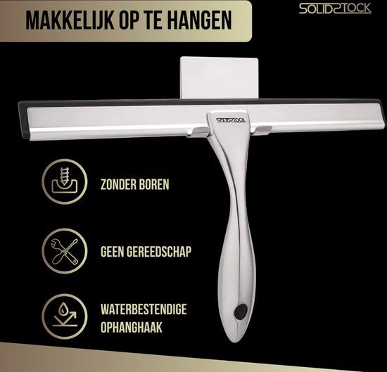 Essuie-douche en acier inoxydable - Extracteur de douche de luxe - Crochet de suspension sans perçage - Extracteur de douche chromé