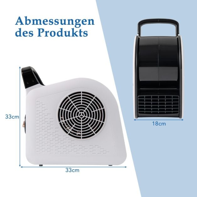 Ventilateur de sol Coast 130 W – 3 vitesses – orientable à 185° – 33 x 18 x 33 cm – noir et blanc