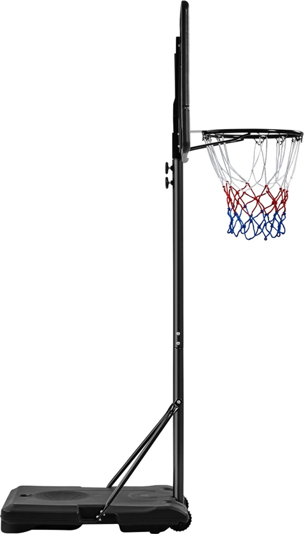 Poteau de basket réglable en hauteur avec roulettes, 182–215 cm, noir