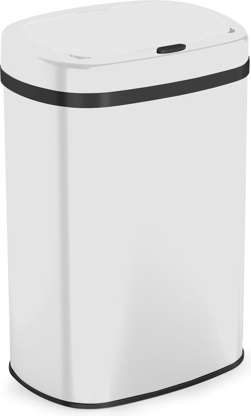 Bayt Poubelle - Poubelle 60 litres - Poubelle - Corbeille - Métal - Blanc