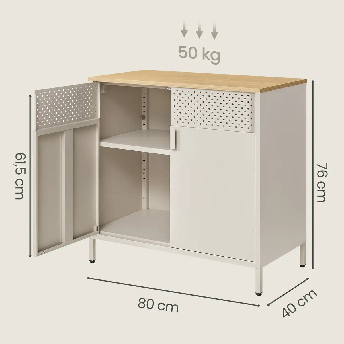 Joyfurnos Ochama : meuble de rangement avec porte - étagère réglable - 80 x 40 x 76 cm - beige