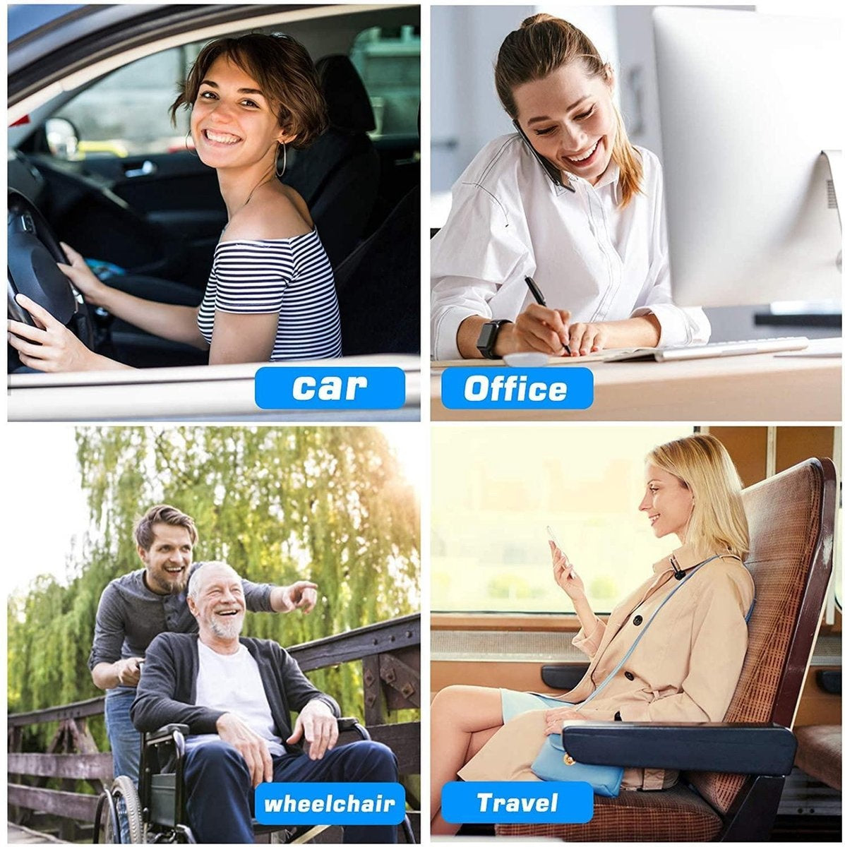 Fuegobird Gel Pillow - Coussin ergonomique - Coussin de siège orthopédique - Structure alvéolaire double couche - Avec housse de coussin - Bleu