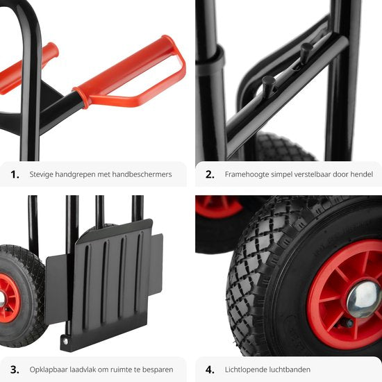 tectake® - Chariot jusqu'à 100kg - chariot de transport - robuste avec cadre extensible.
